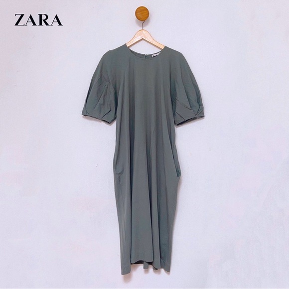 Zara green combination dress with pockets - Picture 2 of 5